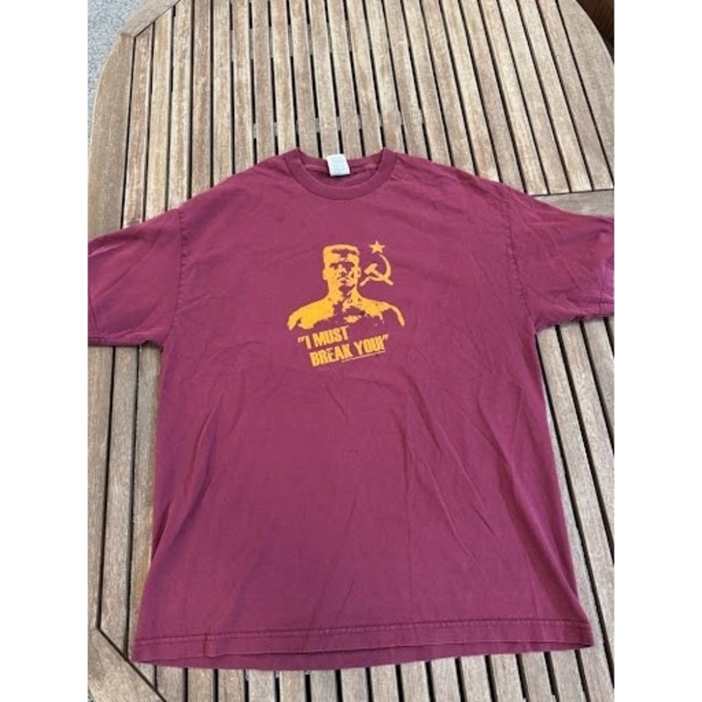 Vintage Rocky IV Ivan Drago "I Must Break You" T-Shirt Maroon AAA Size XL